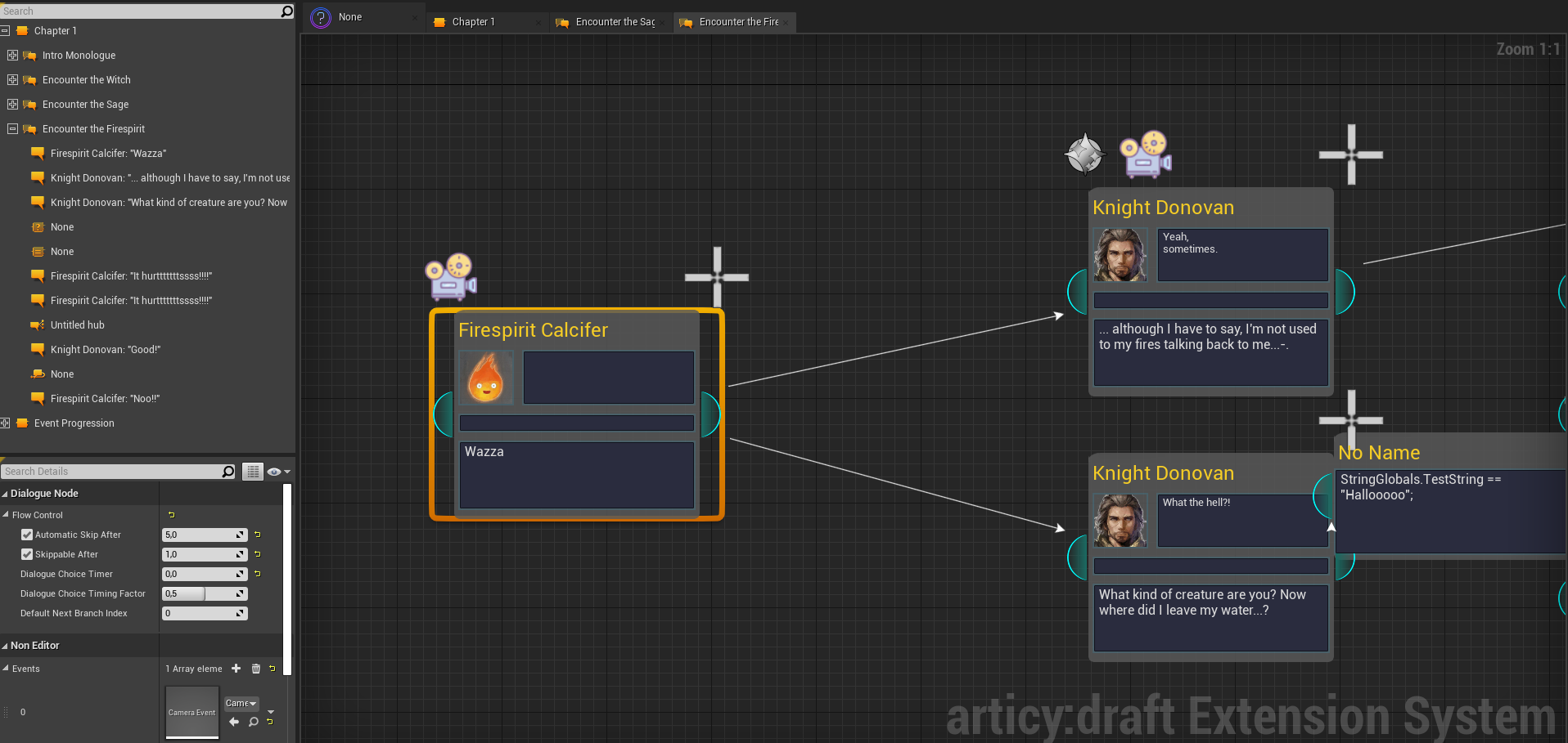 A dialogue graph recreated inside Unreal