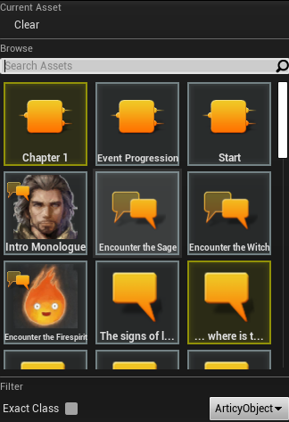 Dialogue / Character selection widgets