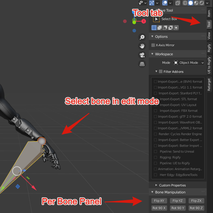 The Per-Bone Editing panel