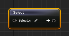 A fresh Select node, no selector type and no output pins yet