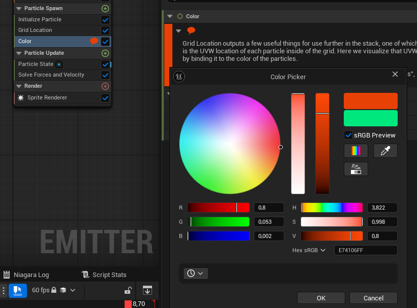 Recoloring a note with the color picker