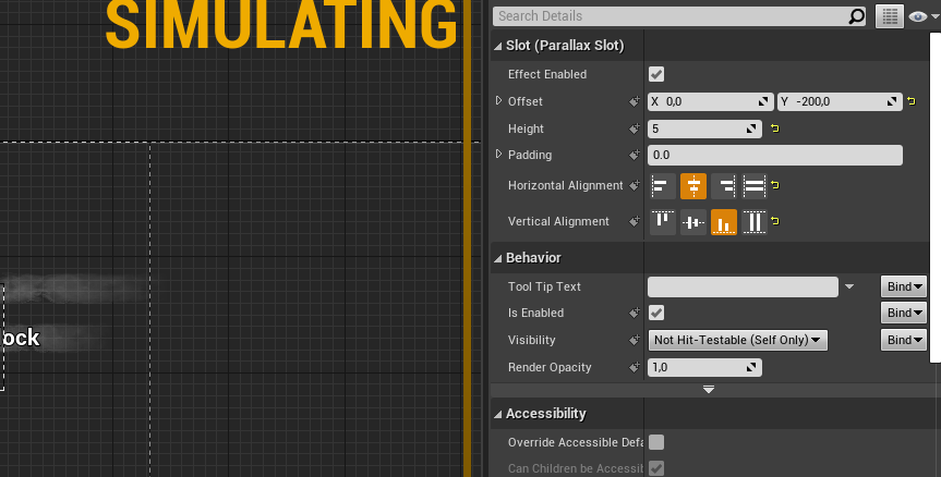 Per-slot settings: offset, height, padding and alignment
